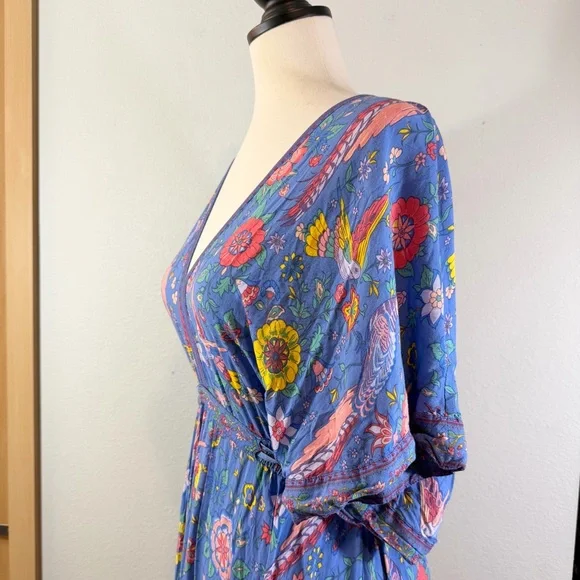 Spell Lovebird Half Moon Gown Deep Sky Blue Maxi Dress Size M Boho Festival - Picture 8 of 15